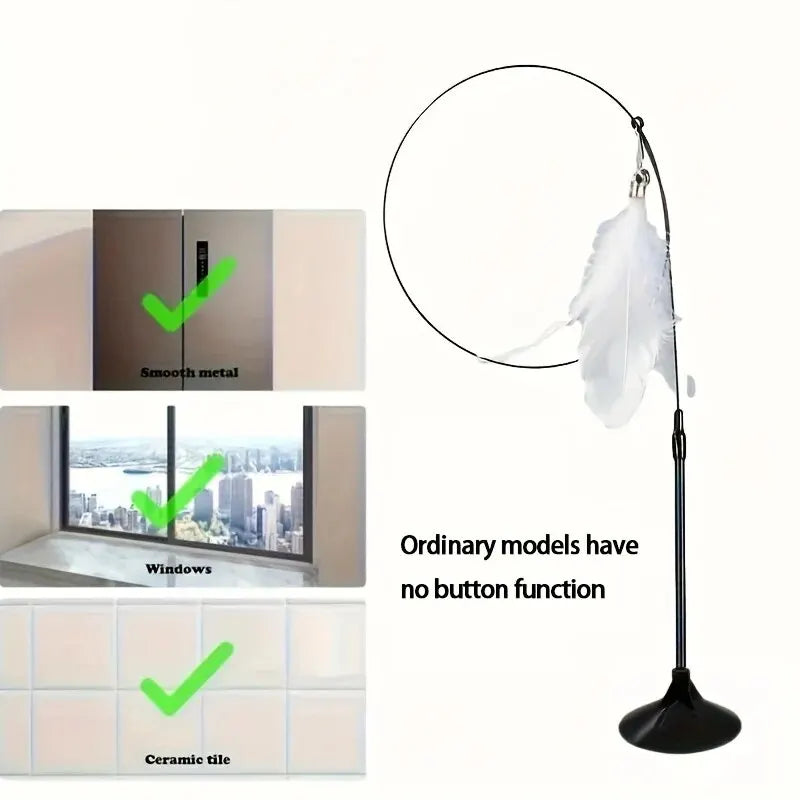 Interactive Cat Teaser Wand with Bell & Feather (Suction Base) image 8