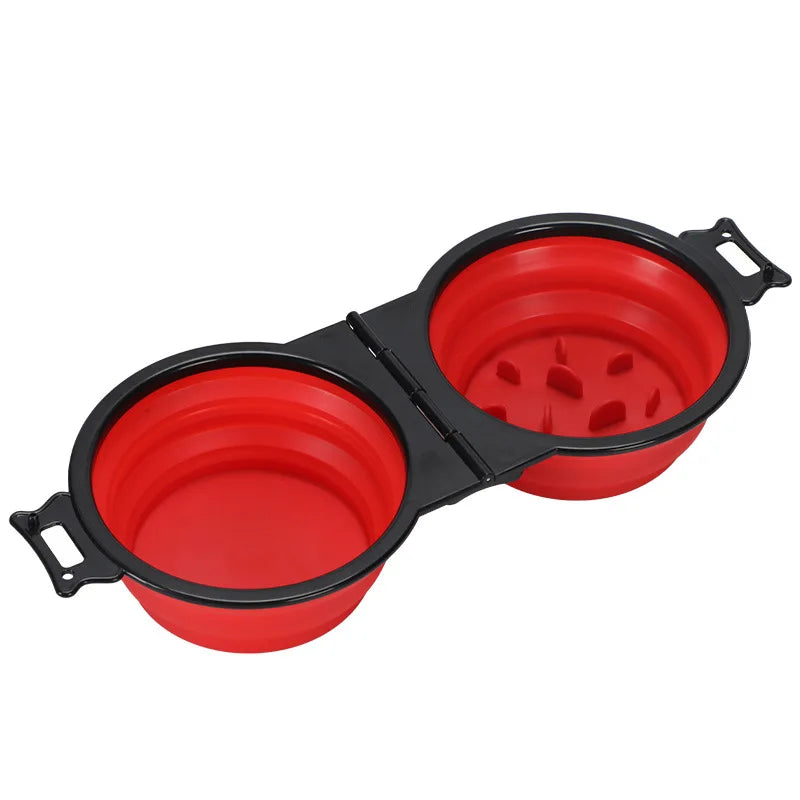 2-in-1 Foldable Dual Pet Feeding Bowl for Travel & Outdoor Use