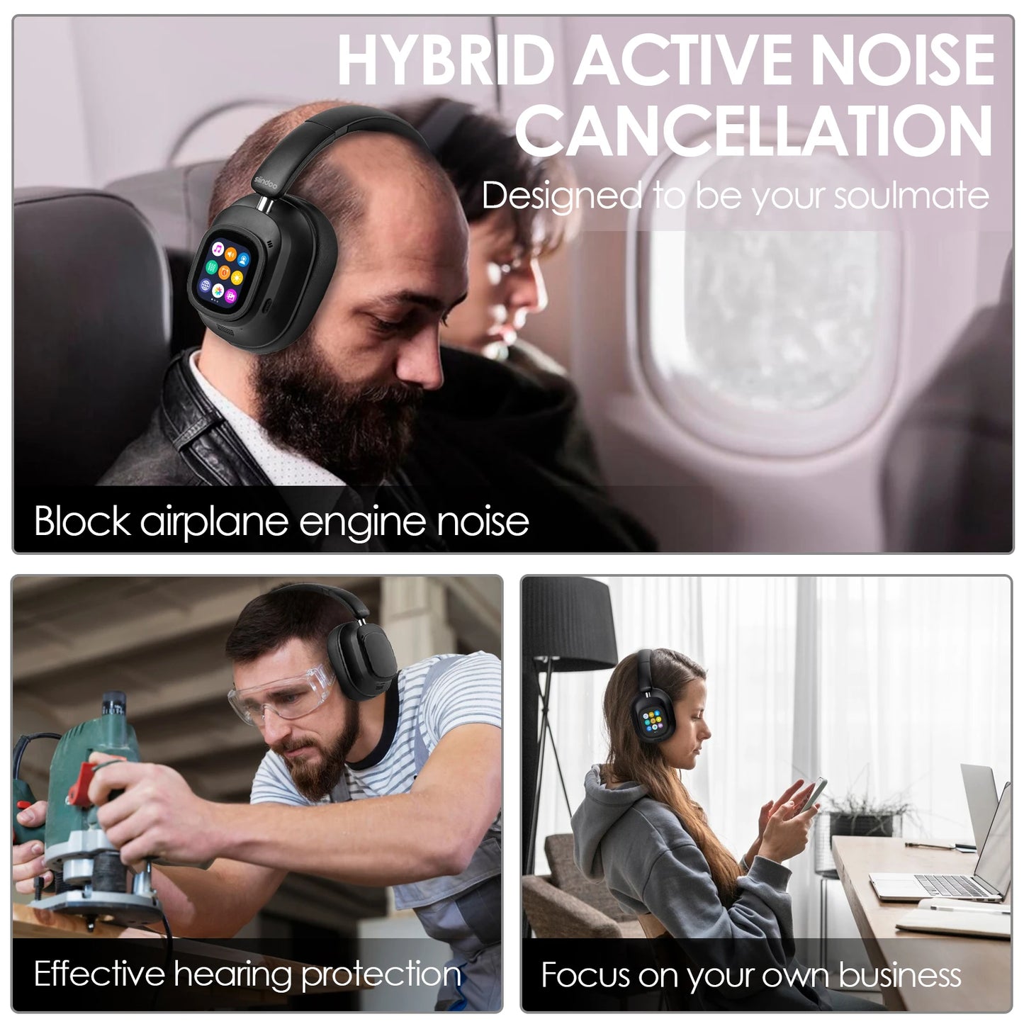 Siindoo JH-ANC930Plus Hybrid Active Noise Cancelling Headphones image 15