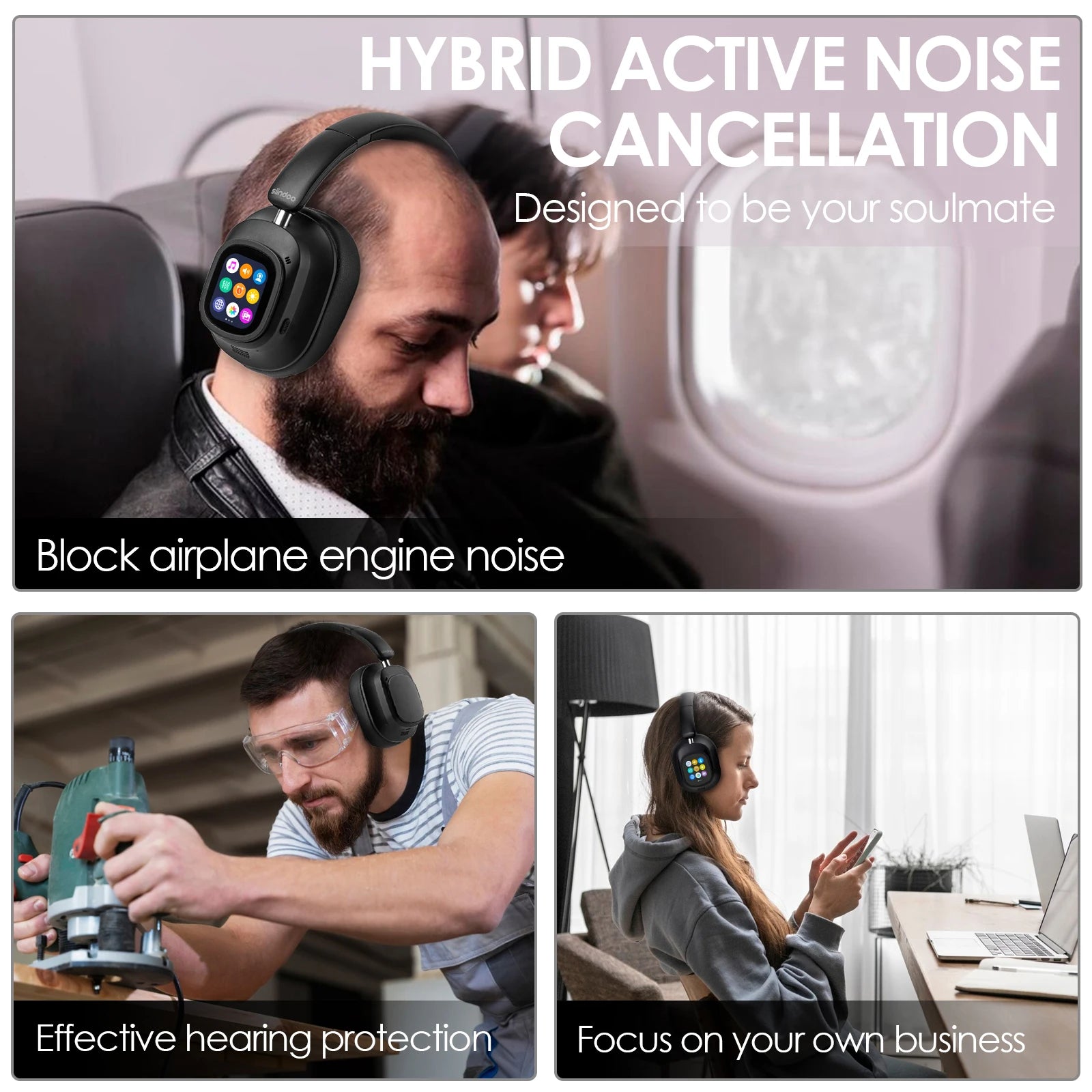Siindoo JH-ANC930Plus Hybrid Active Noise Cancelling Headphones image 15
