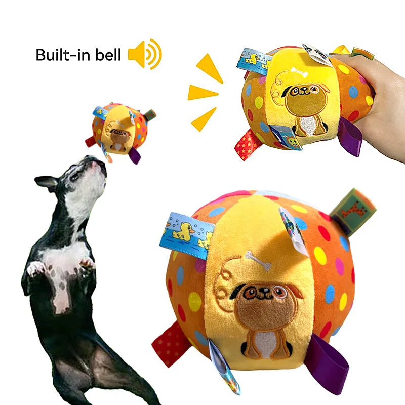 Plush Dog Vocal Ball Toy with Bells - Ball
