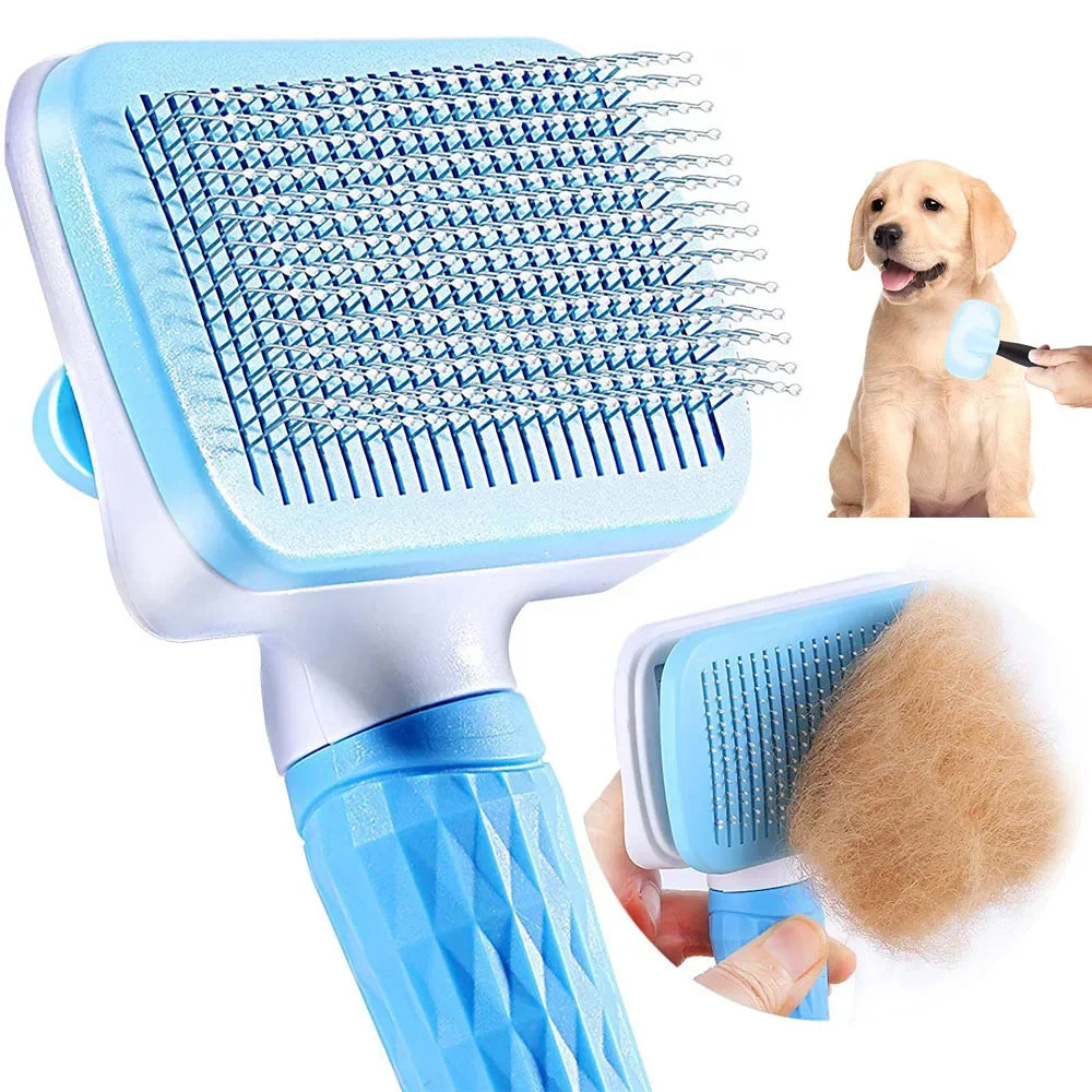 Pet Hair Remover Grooming Brush for Dogs & Cats - Pink