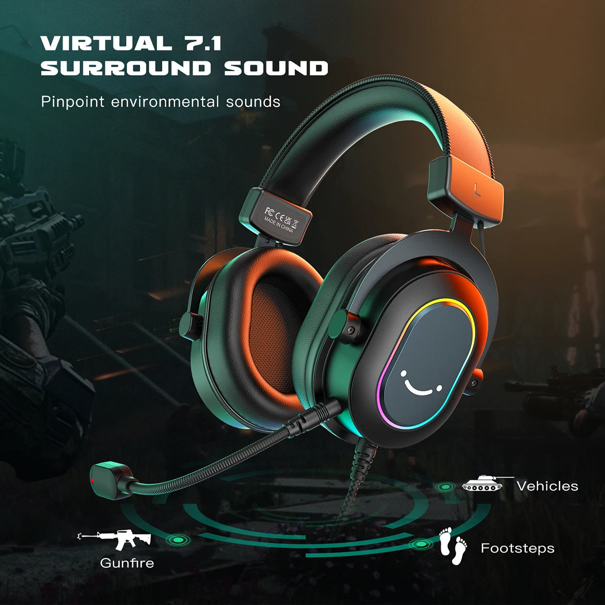 FIFINE Dynamic RGB Over-Ear Gaming Headset with Mic image 2