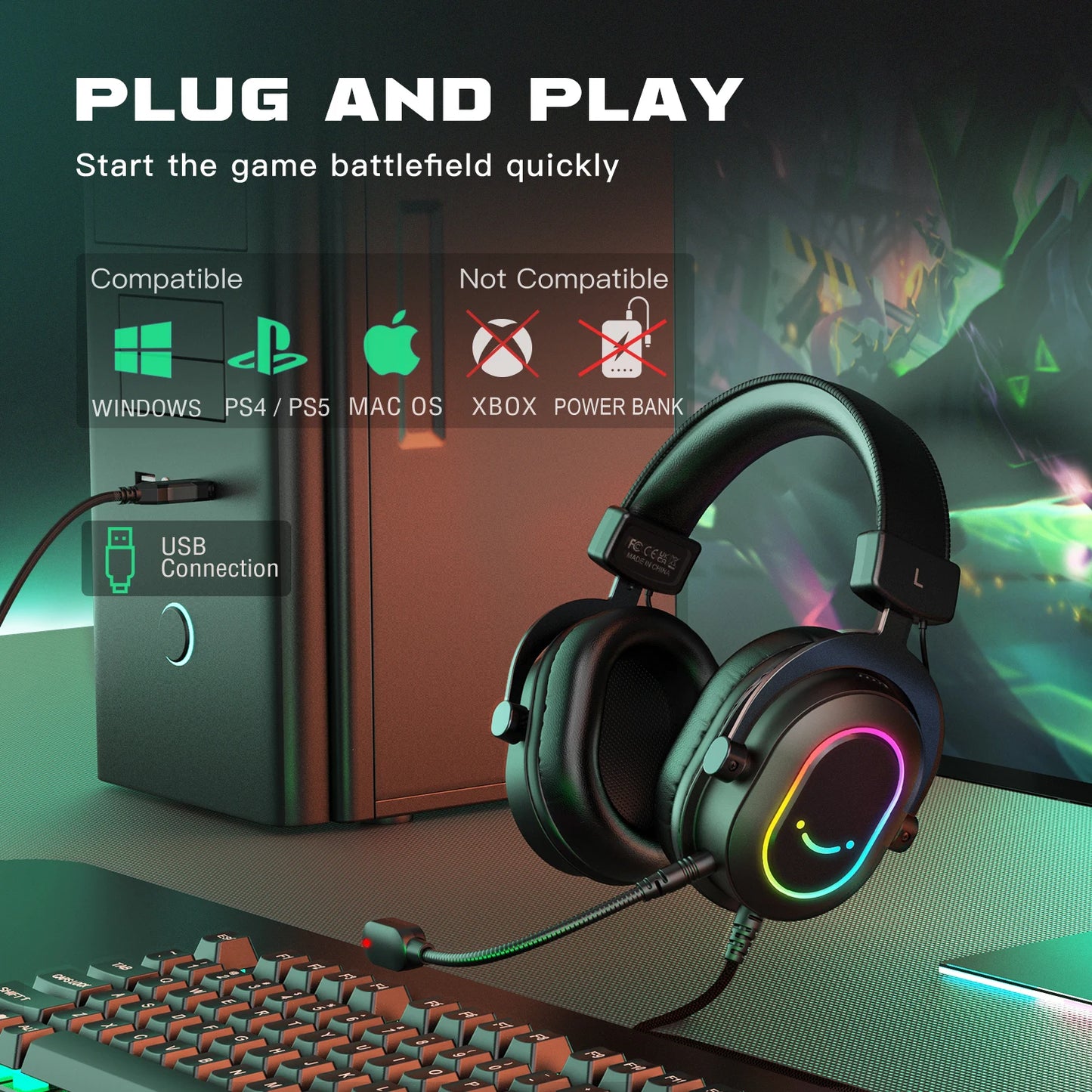 FIFINE Dynamic RGB Over-Ear Gaming Headset with Mic image 6