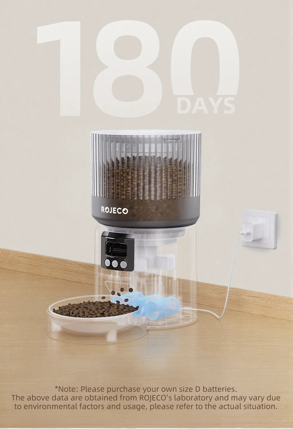 ROJECO Automatic Cat Feeder With 1080P HD Camera Video Smart Cat