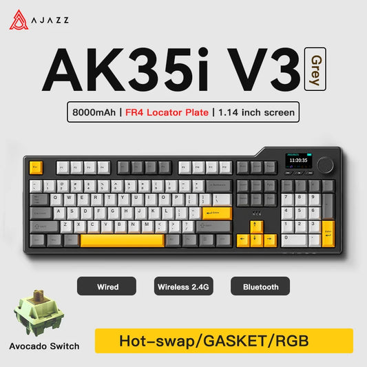 AJAZZ AK35I V3 Max Tri-Mode Wireless Gaming Keyboard - Red