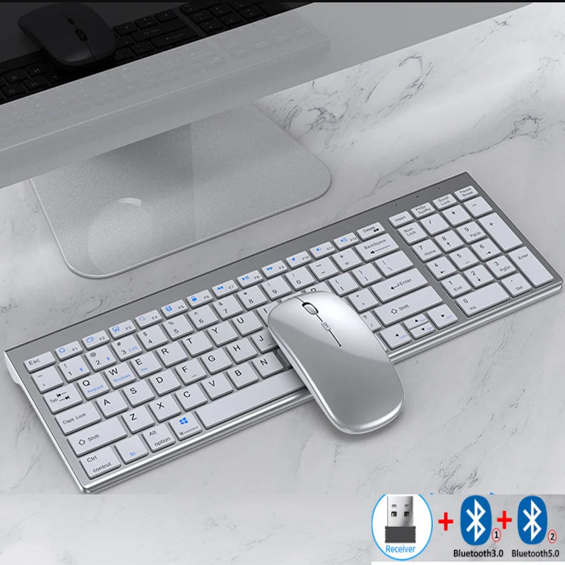 Jomaa Slim Bluetooth Keyboard & Mouse Combo - Silver