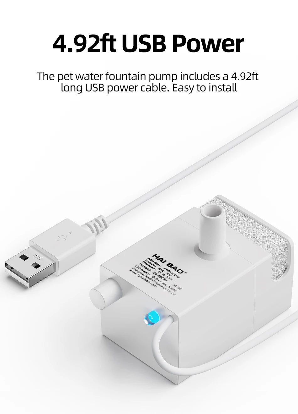 ROJECO 1.5L Cat Fountain Replacement Water Pump image 7