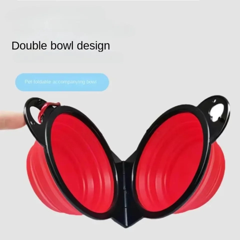 2-in-1 Foldable Dual Pet Feeding Bowl for Travel & Outdoor Use