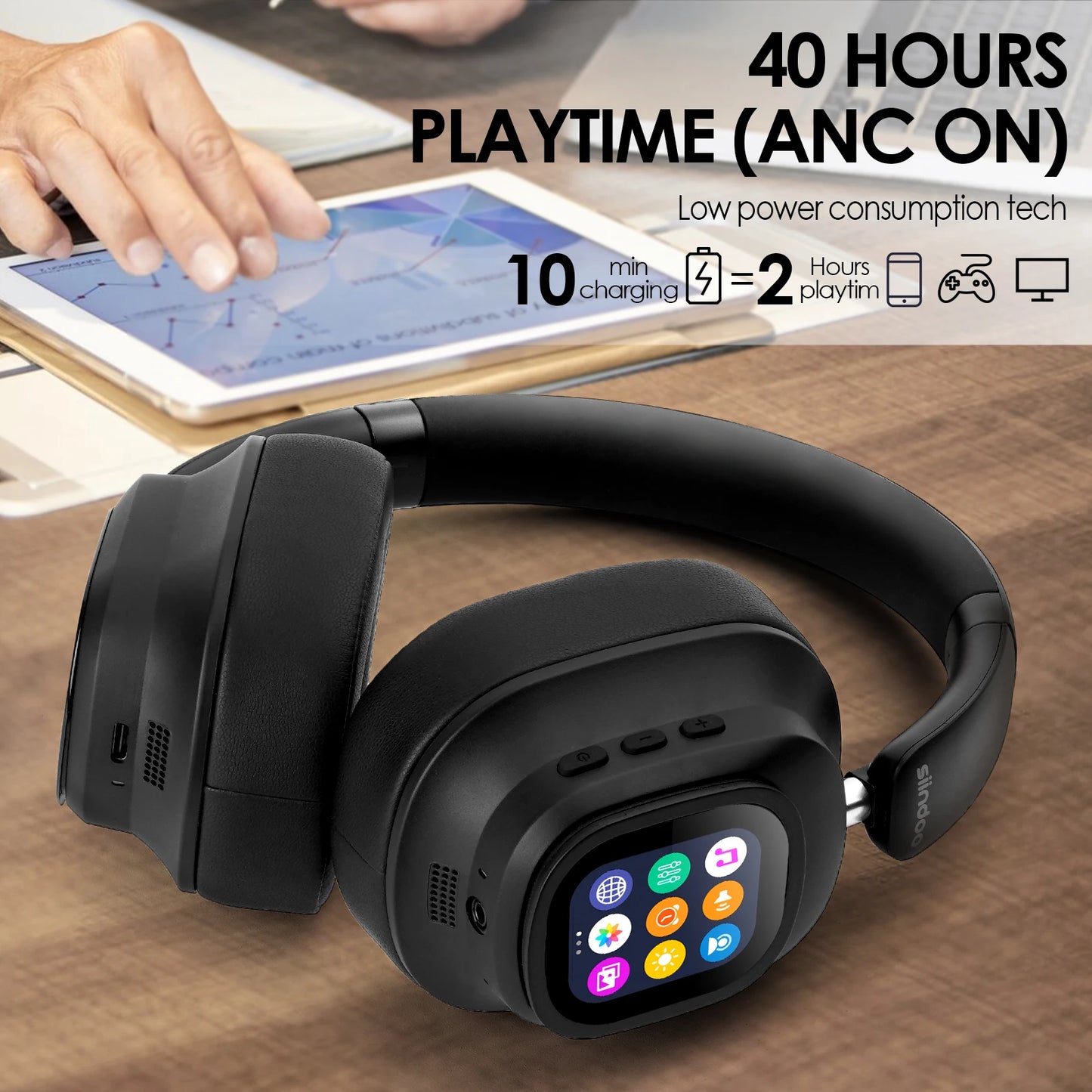 Siindoo JH-ANC930Plus Hybrid Active Noise Cancelling Headphones image 3