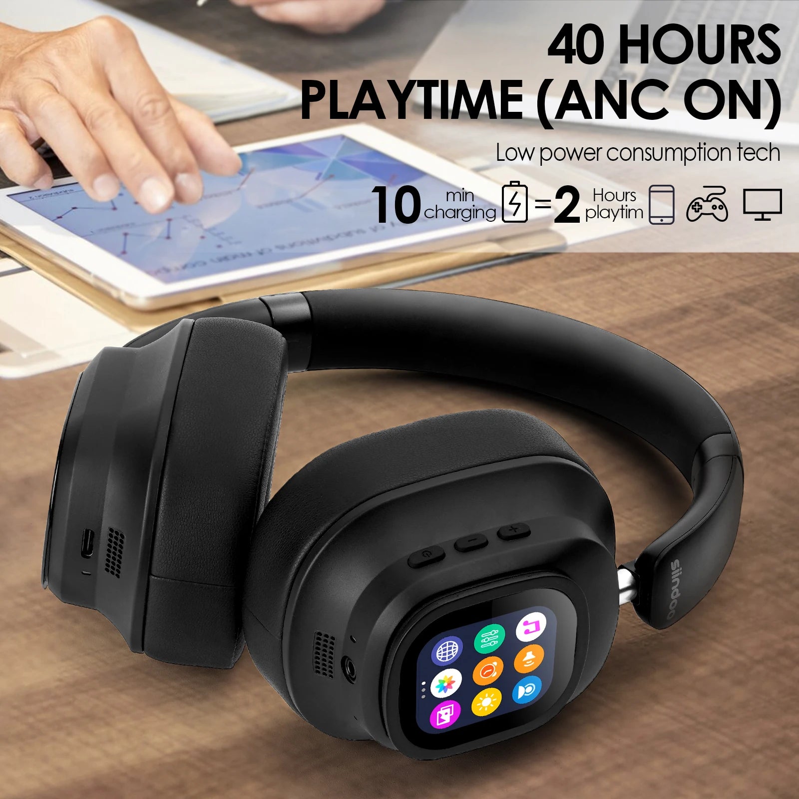 Siindoo JH-ANC930Plus Hybrid Active Noise Cancelling Headphones image 3