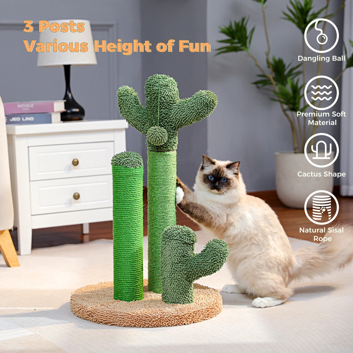 Cactus Cat Scratching Post for Indoor Cats image 2
