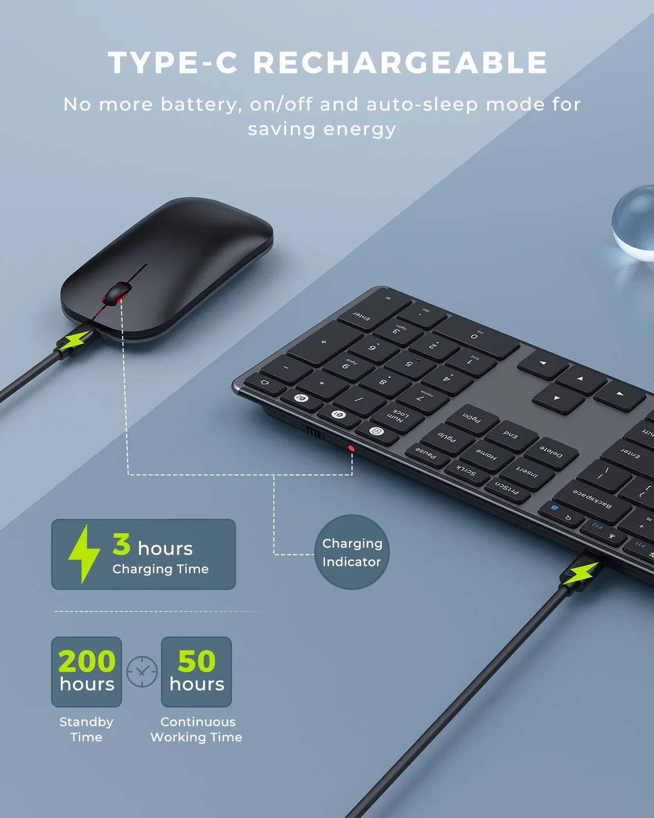 Seenda Multi-Device Bluetooth Keyboard & Mouse Combo image 4