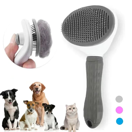 Self-Cleaning Pet Hair Remover Brush for Dogs & Cats