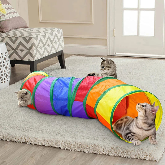 Cat Tunnel Tube Foldable Cat Toys Kitty Training Interactive Fun - S