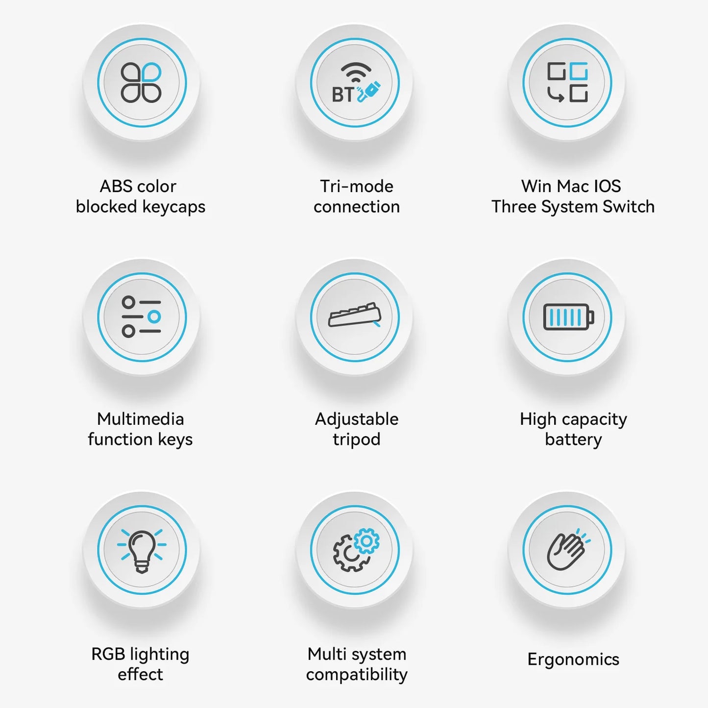 AJAZZ AF98 Wireless Mechanical-Feel Keyboard - Black