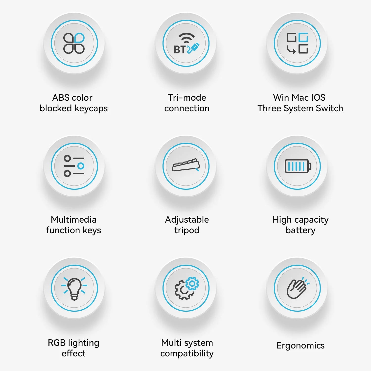 AJAZZ AF98 Wireless Mechanical-Feel Keyboard - Black