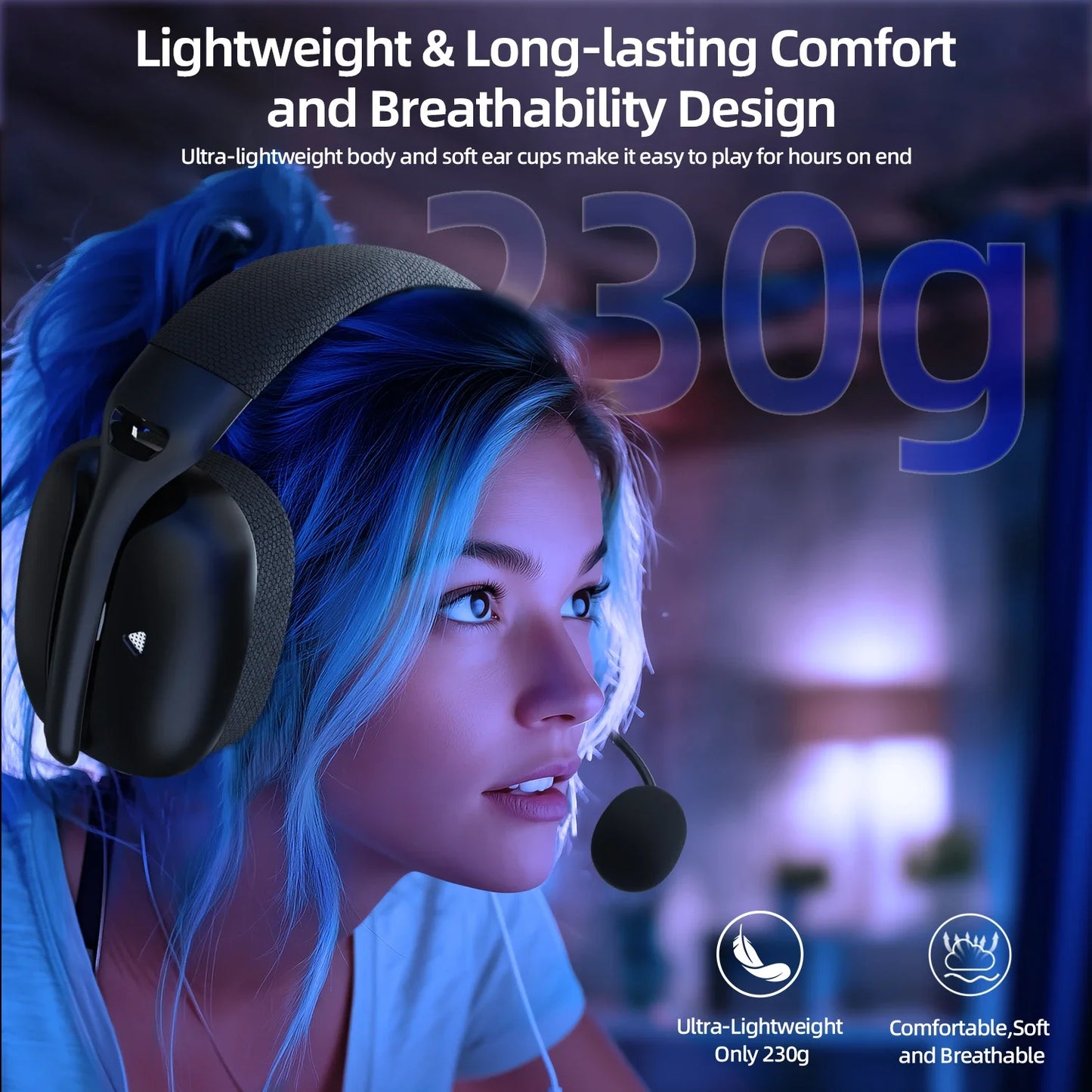 Attack Shark L80 Pro Wireless Gaming Headset (2.4G/BT/Wired) image 5
