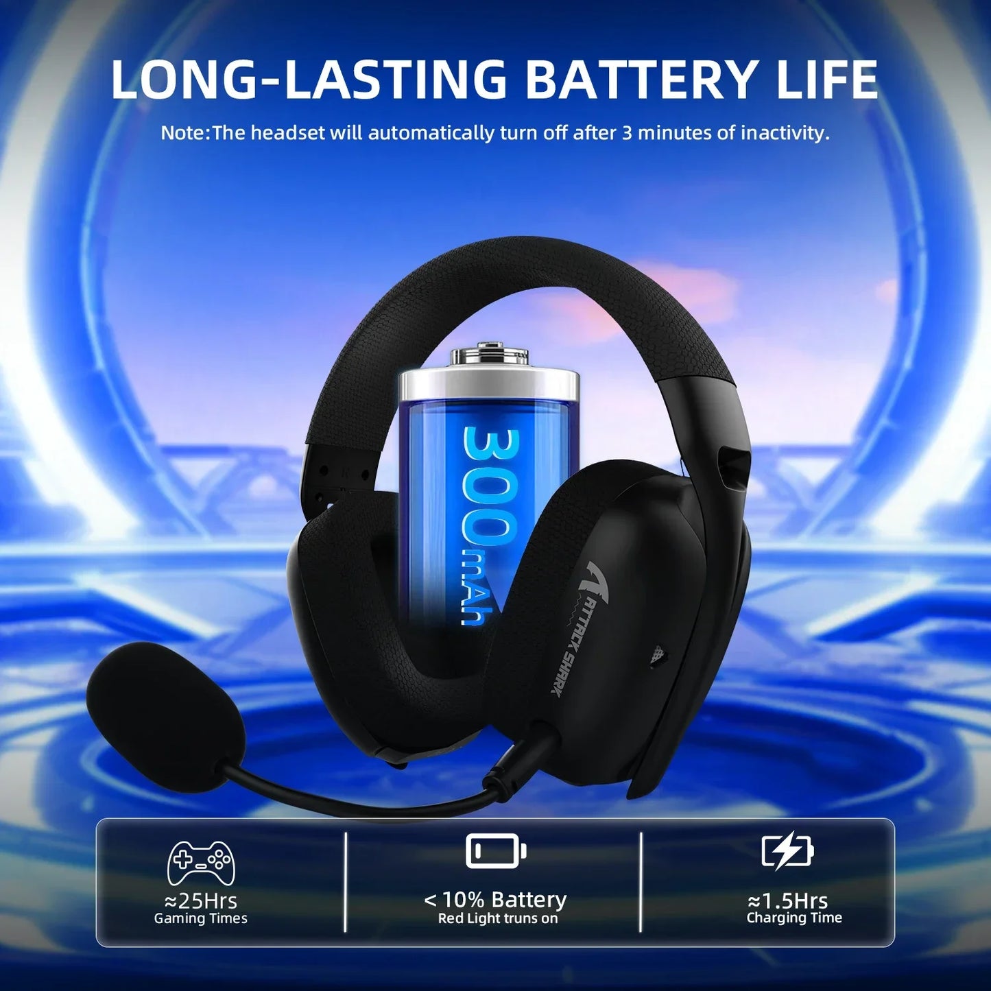 Attack Shark L80 Pro Wireless Gaming Headset (2.4G/BT/Wired) - Black