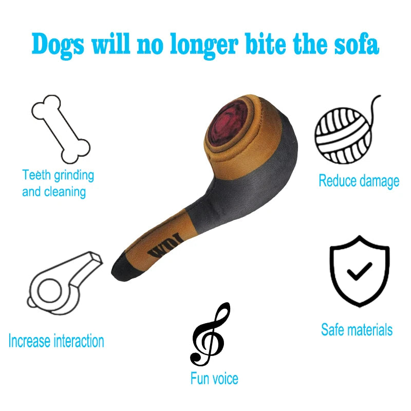 Plush Pipe-Shaped Dog Toy with Squeaker image 8