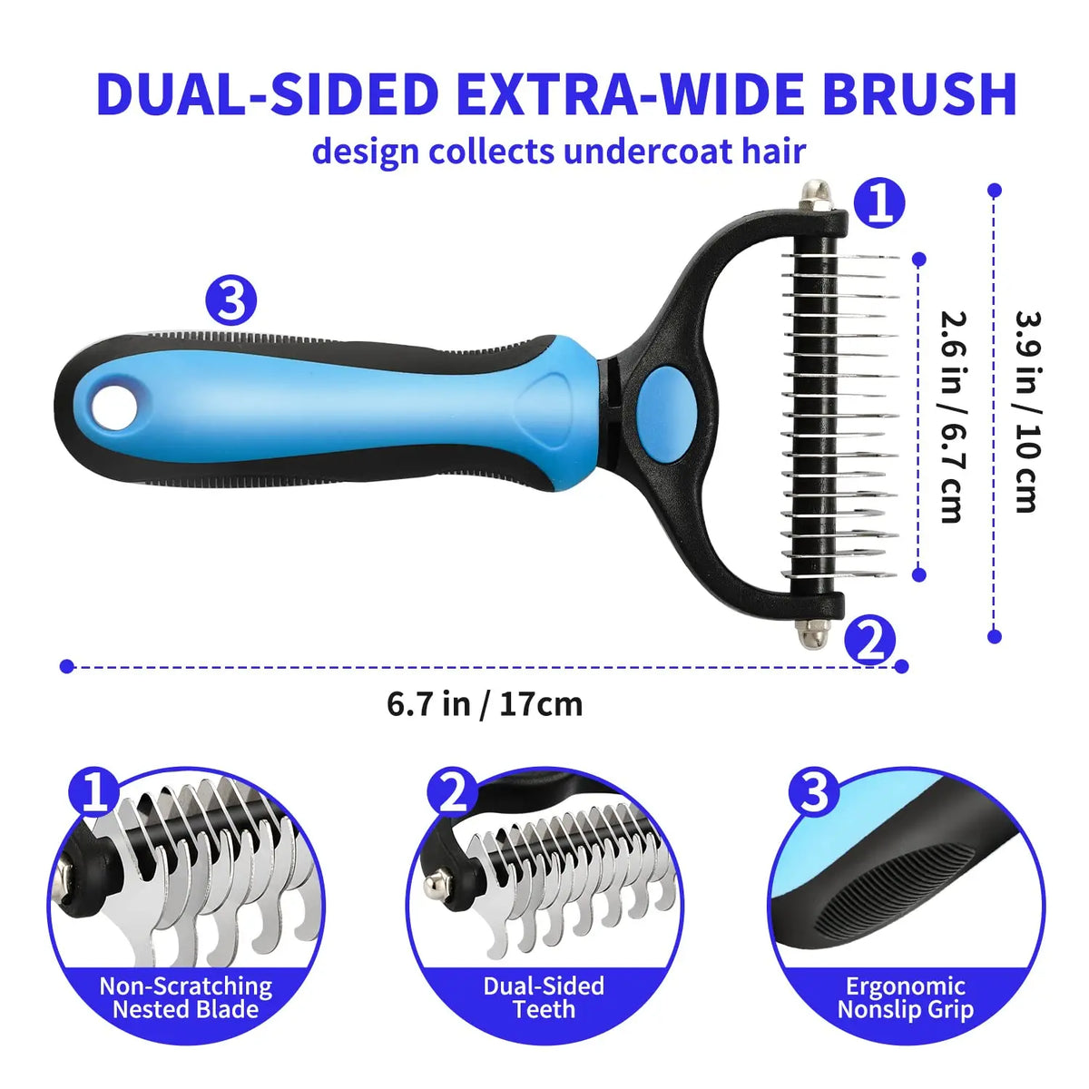 Professional Pet Deshedding Brush for Dogs & Cats - Pink