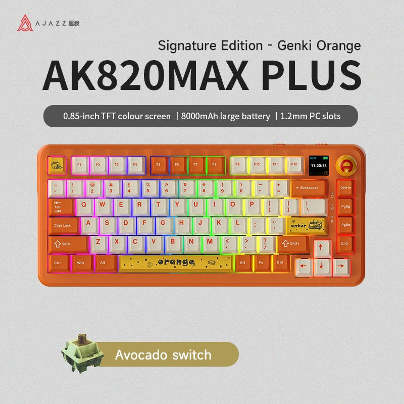 AJAZZ AK820 Max Tri-Mode Mechanical Gaming Keyboard - Orange