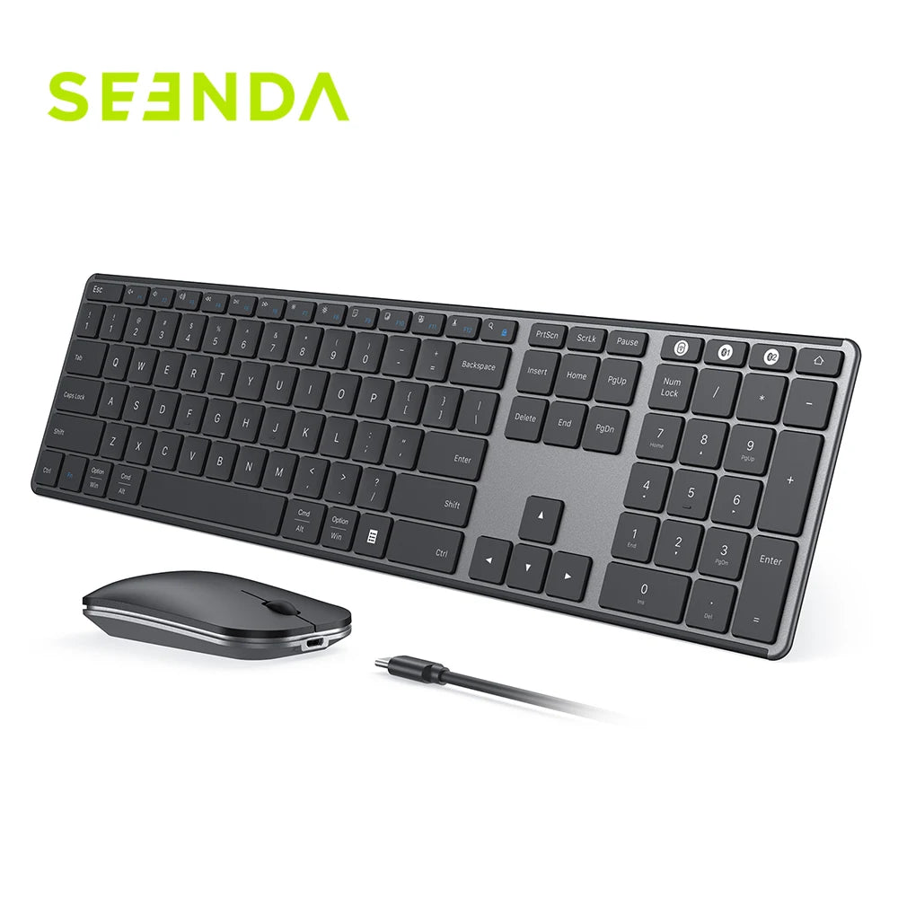 Seenda Multi-Device Bluetooth Keyboard & Mouse Combo - Black Gray