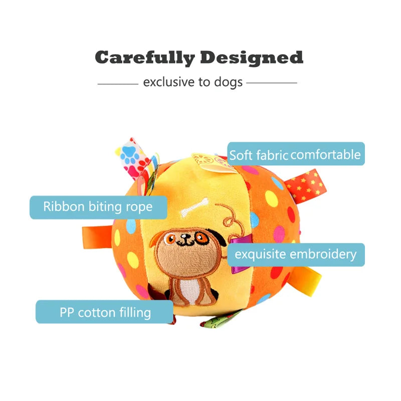 Plush Dog Vocal Ball Toy with Bells image 3
