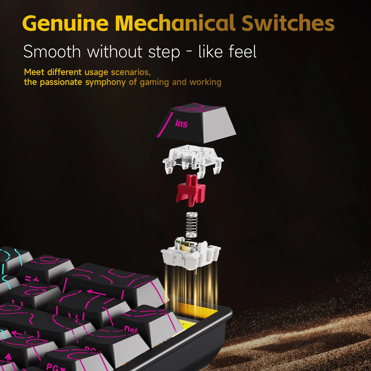 AJAZZ NK68V2 Wired Mechanical Gaming Keyboard - Gray