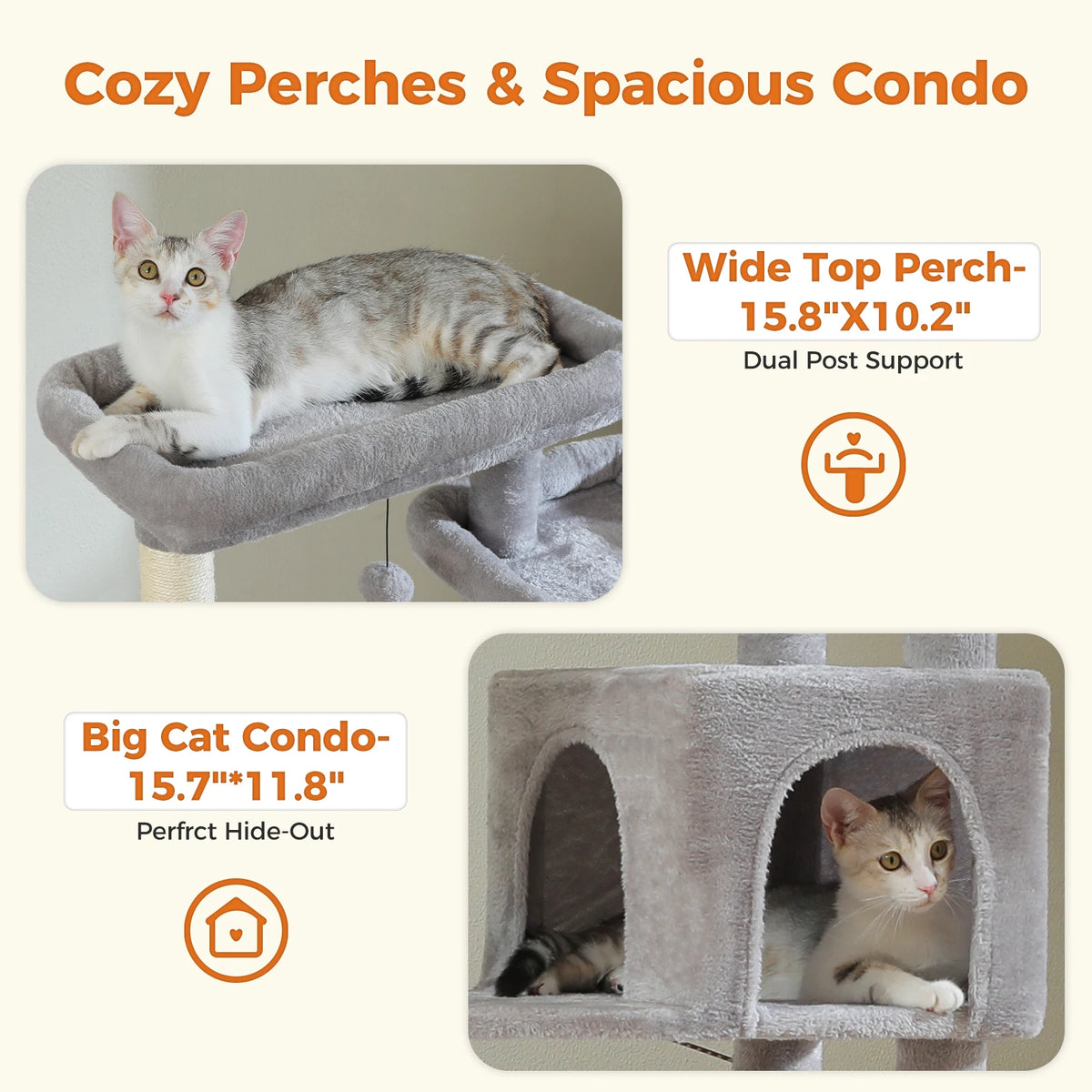 Large Multi-Level Plush Cat Tree Tower for Indoor Cats image 25