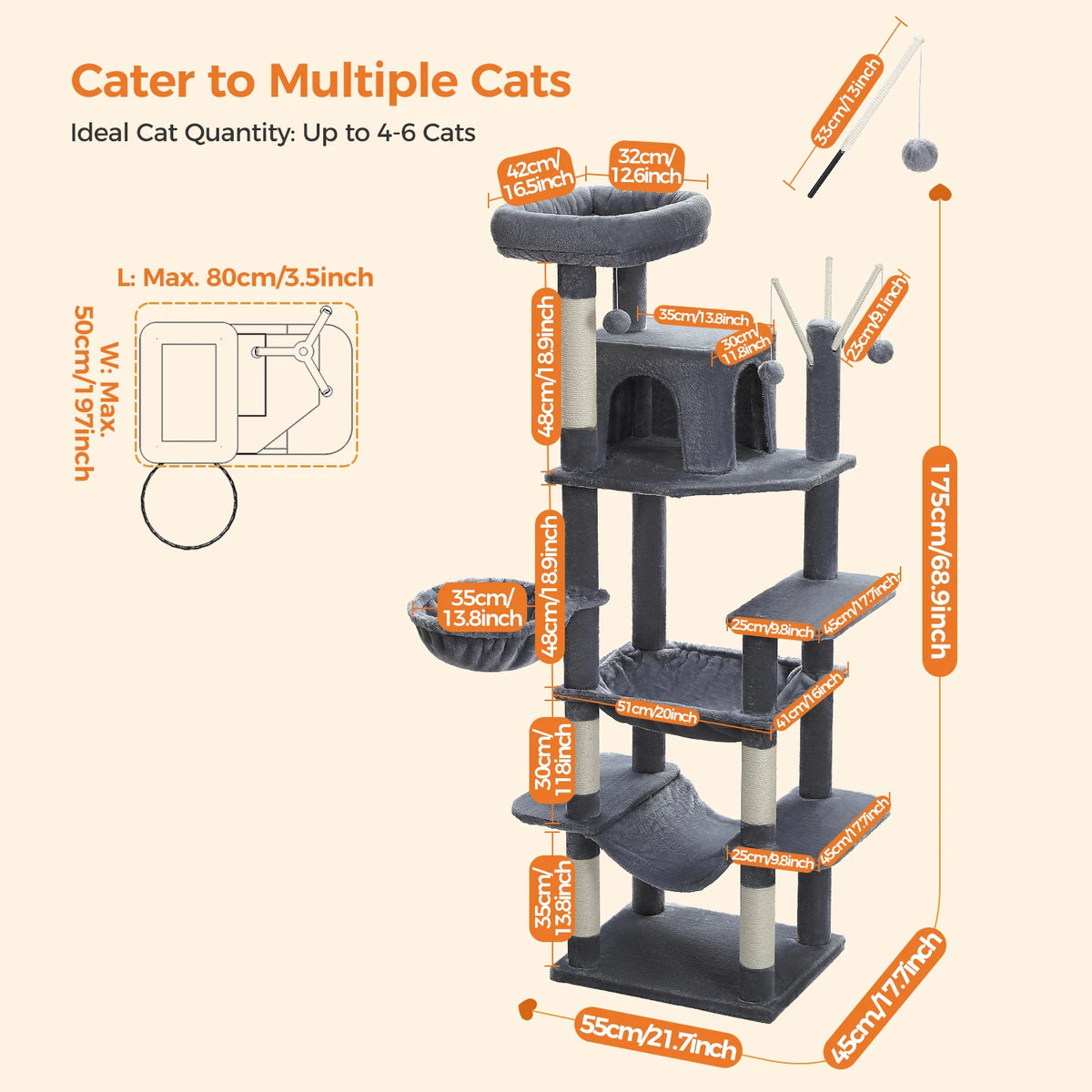 Large Multi-Level Plush Cat Tree Tower for Indoor Cats image 37