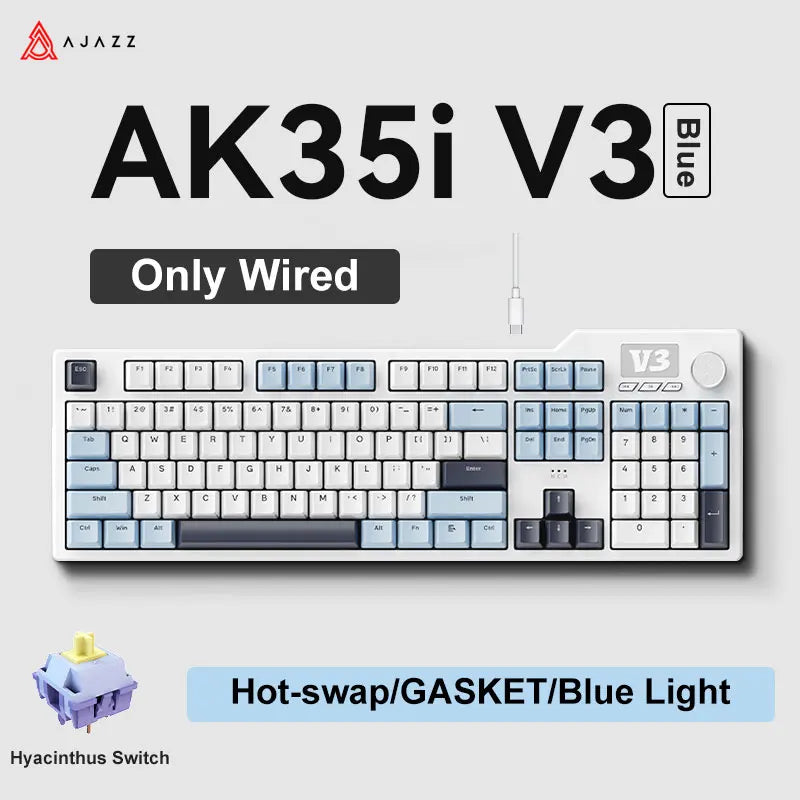 AJAZZ AK35I V3 Max Tri-Mode Wireless Gaming Keyboard - Red Pink