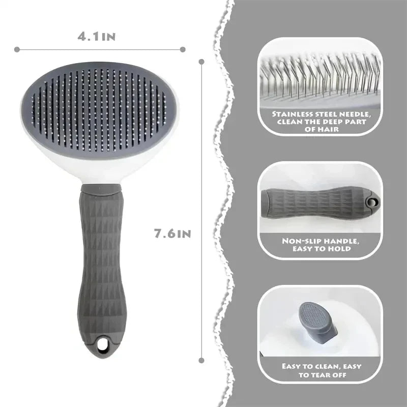Self-Cleaning Pet Hair Remover Brush for Dogs & Cats image 4