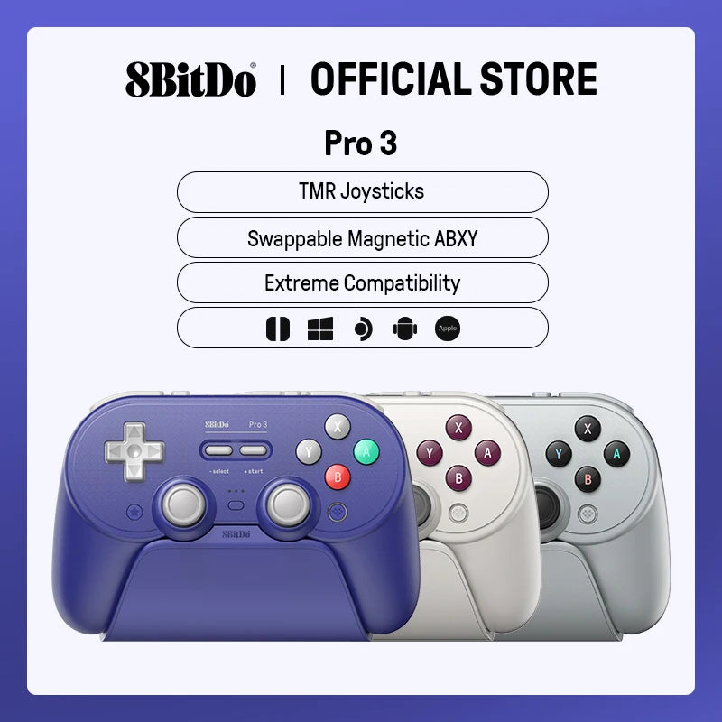 8BitDo Pro 3 Wireless Controller for Switch & Windows - Purple