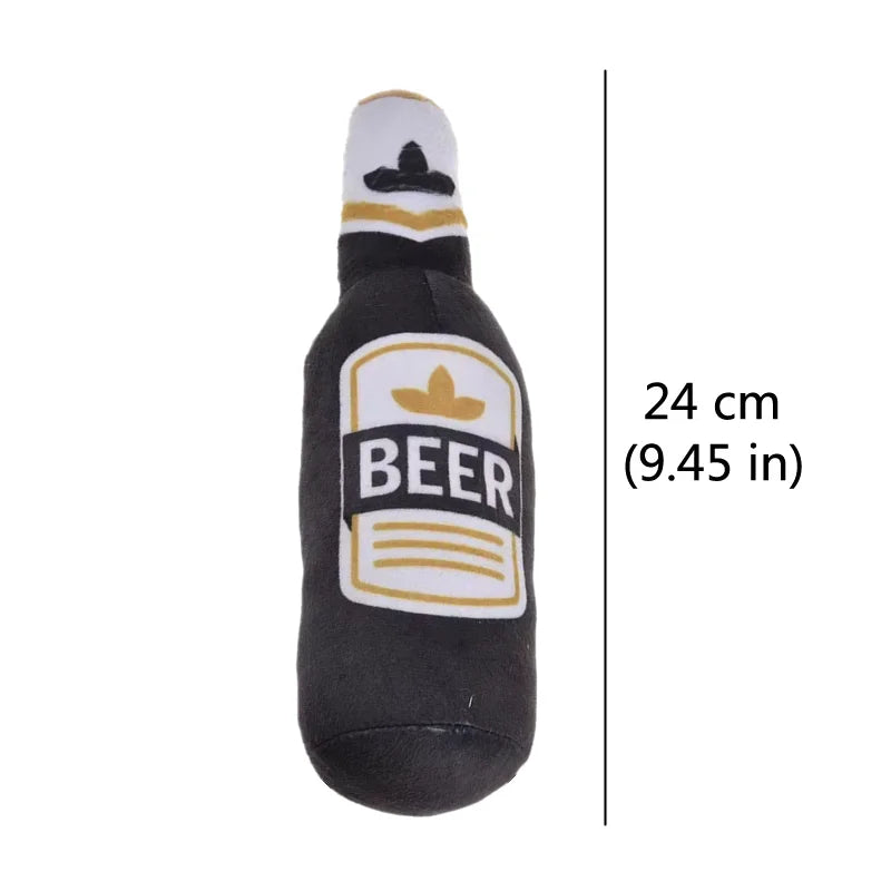 Plush Beer Bottle Dog Toy with Squeaker image 14