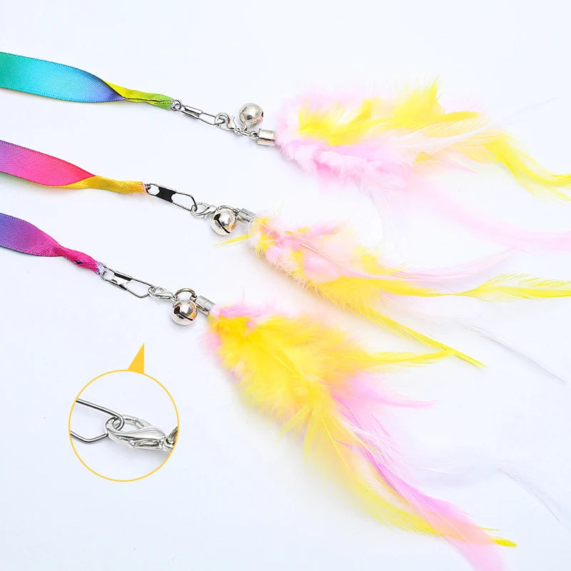 Simulation Feather Interactive Cat Toy Satin Ribbon Bell Cat - Multicolor 1