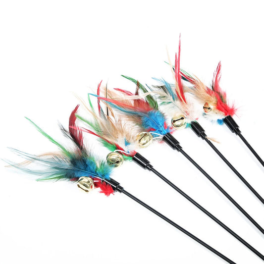 5-Piece Cat Feather Wand Toy Set