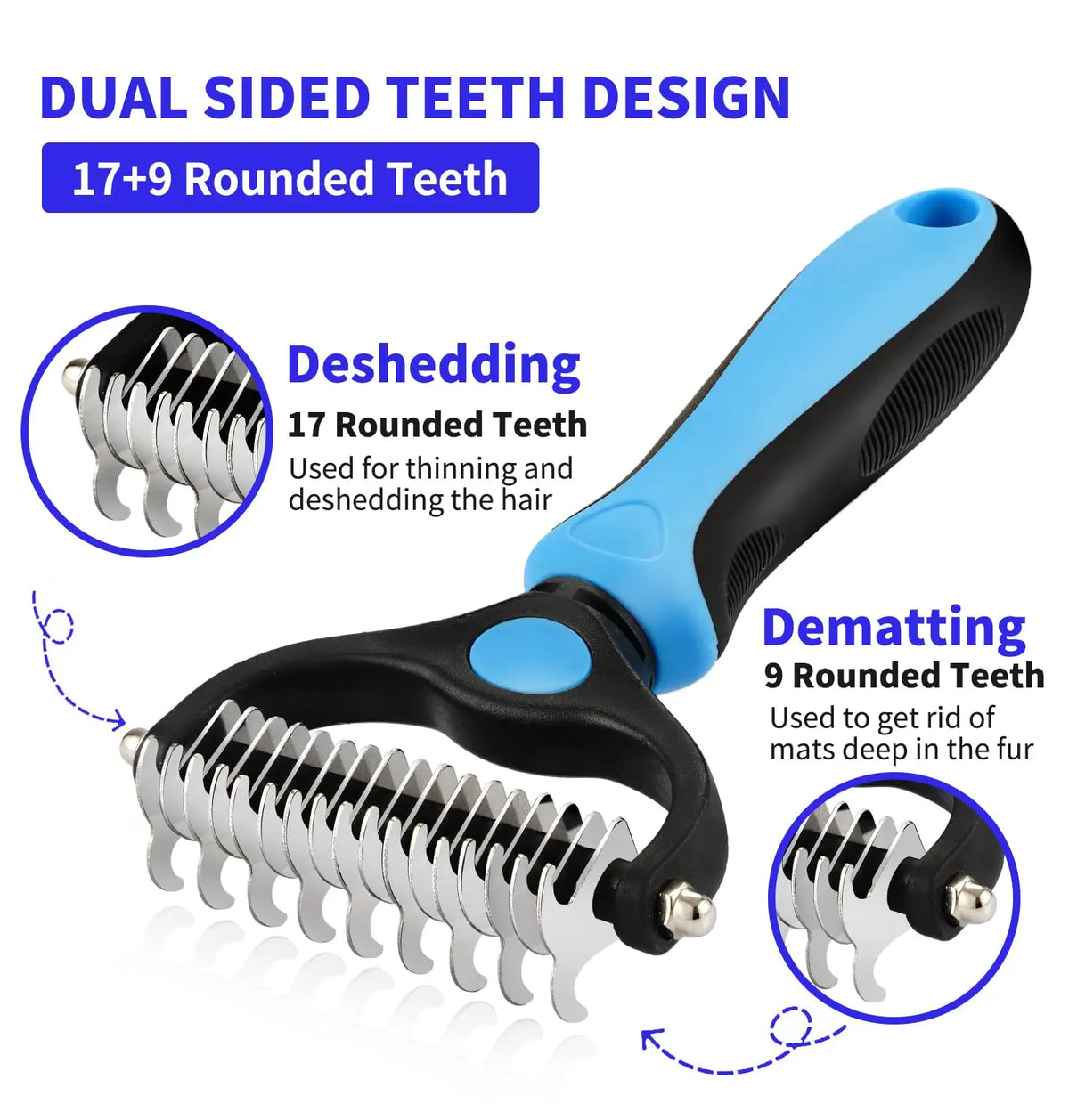 Professional Pet Deshedding Brush for Dogs & Cats - Red