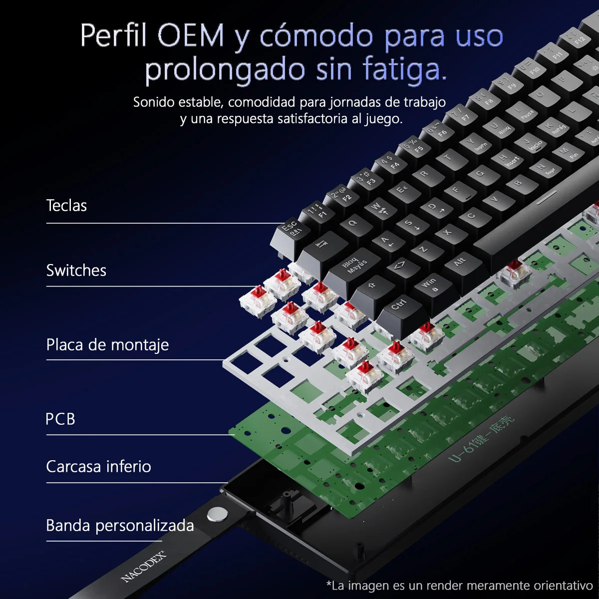 AJAZZ NK61 Wired Mechanical Gaming Keyboard 60% image 5