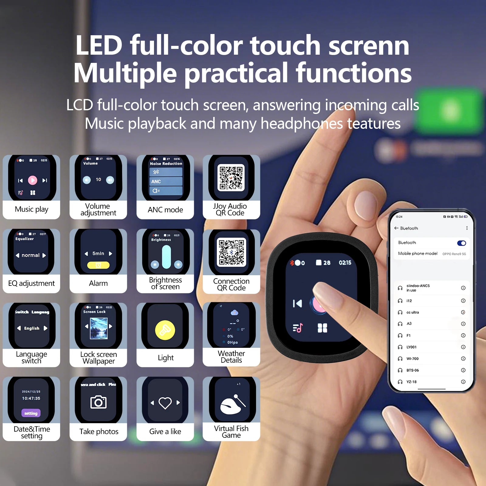 Siindoo JH-ANC930Plus Hybrid Active Noise Cancelling Headphones - Gunmetal