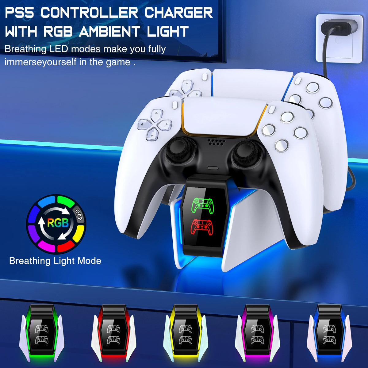 PS5 Dual Controller Charging Station with LED image 2