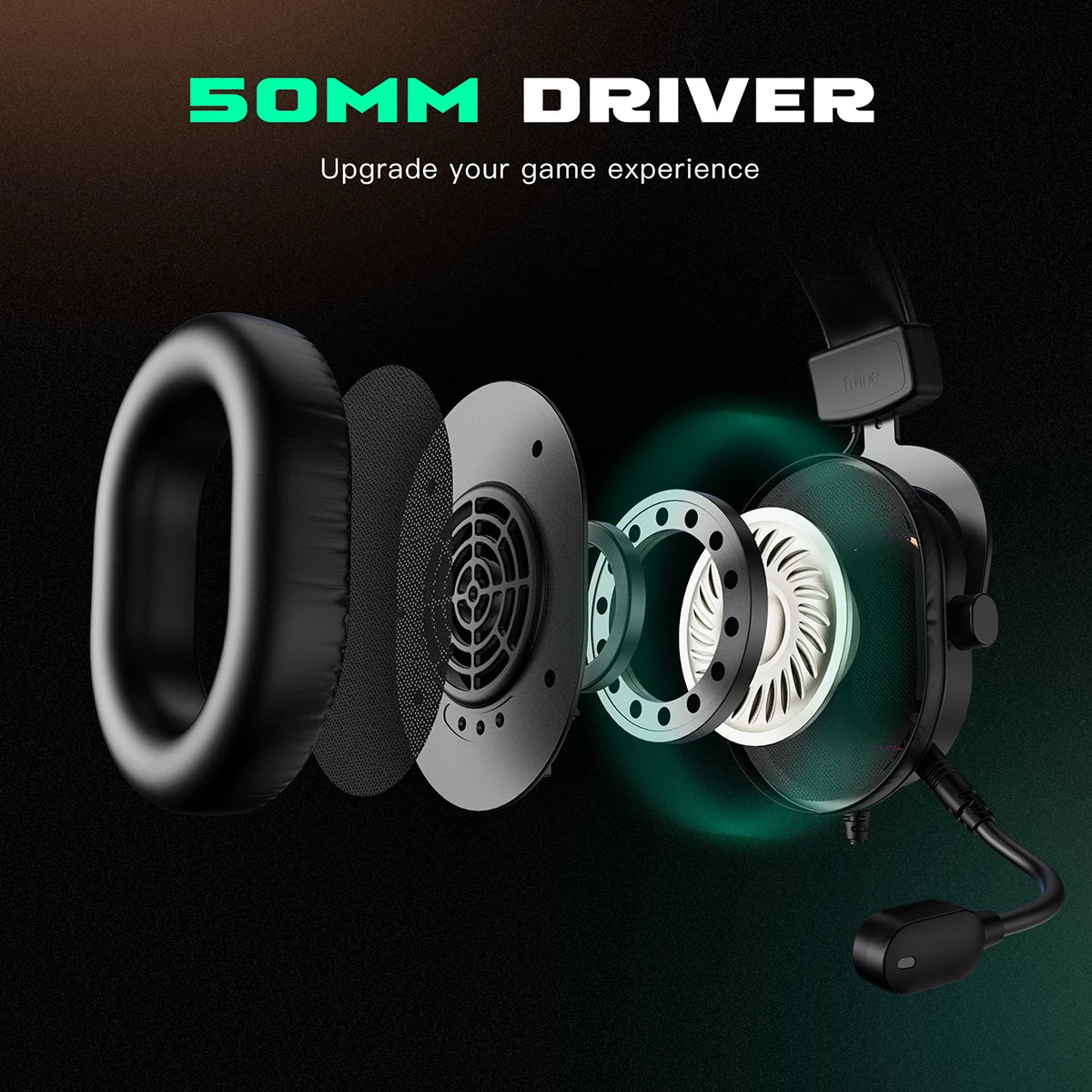 FIFINE Dynamic RGB Over-Ear Gaming Headset with Mic image 3