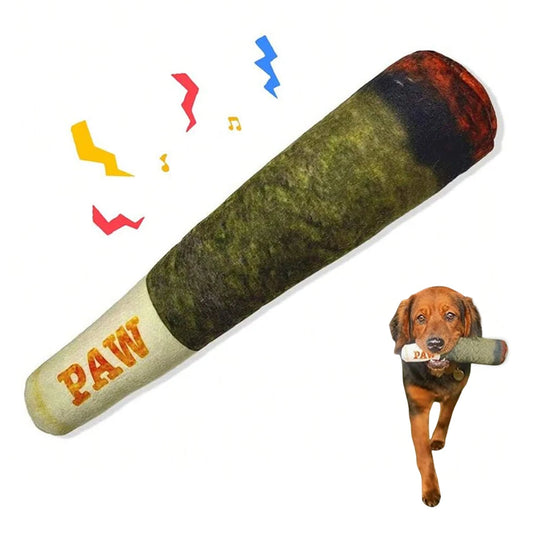 Cigar Plush Squeaky Dog Toy - Green