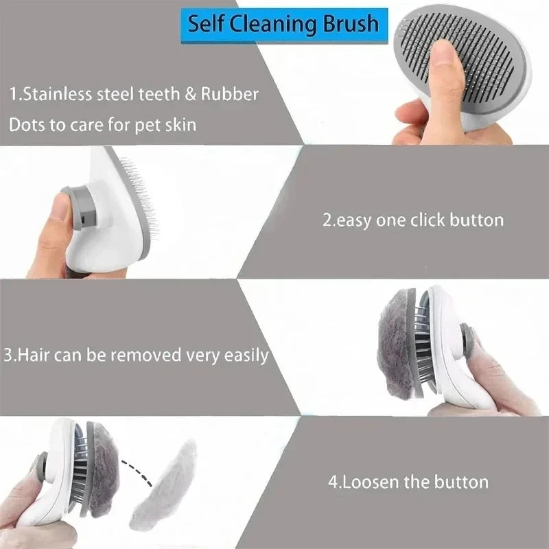 Self-Cleaning Pet Hair Remover Brush for Dogs & Cats image 6