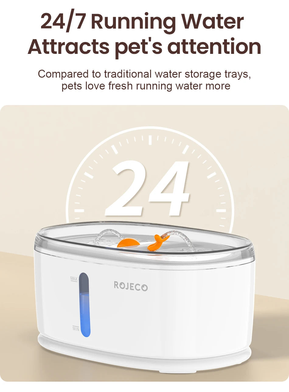 ROJECO Automatic Pet Water Fountain Dual Bowls Cat Water