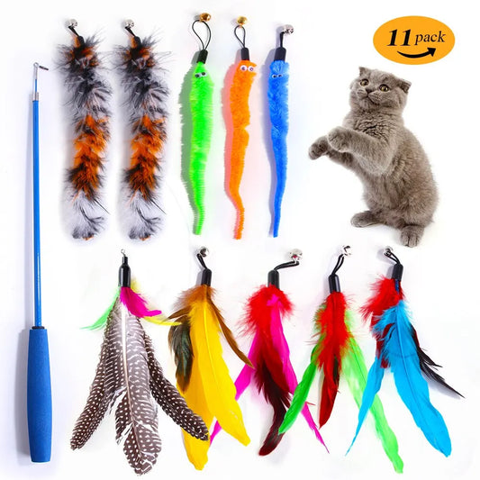 11pcs Replacement Cat Feather Toy Set Feather Replacement Head