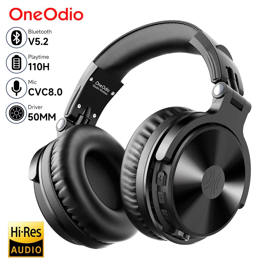 OneOdio Wireless Bluetooth Headphones - 110-Hour Battery - Black