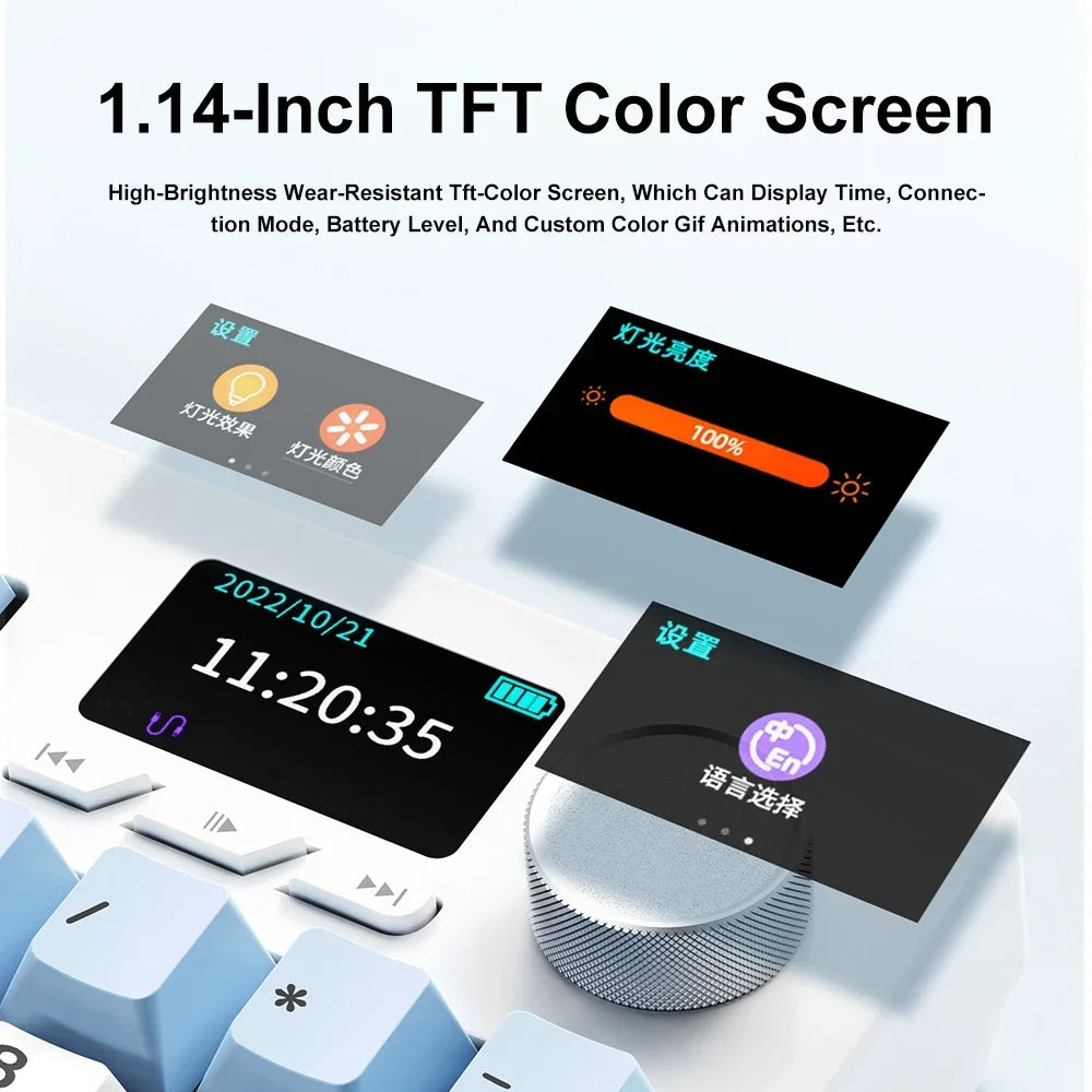 AJAZZ AK35I V3 Max Tri-Mode Wireless Gaming Keyboard - Black Gray Yellow