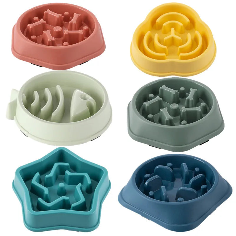 Slow Feed Anti-Choking Pet Bowl for Cats & Dogs - Picture Color