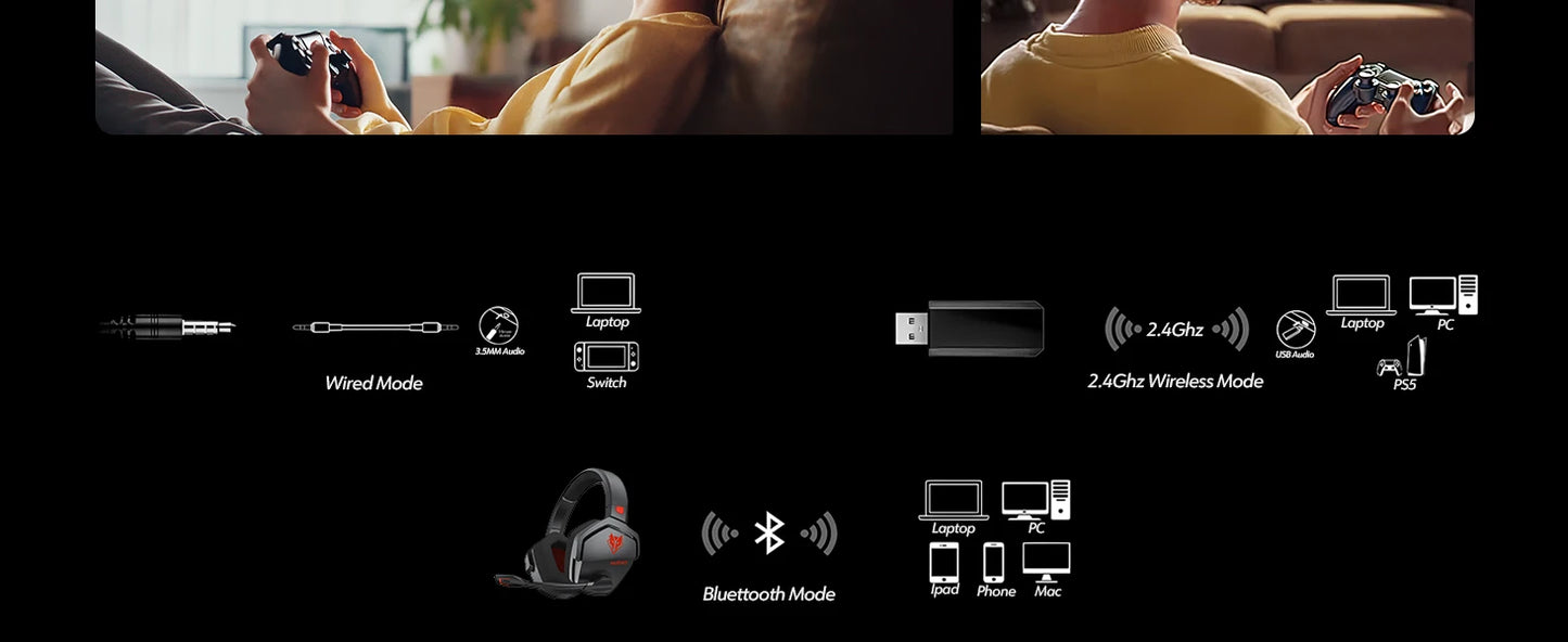 NUBWO G06 Dual Wireless Gaming Headset with Microphone (2.4GHz) image 14